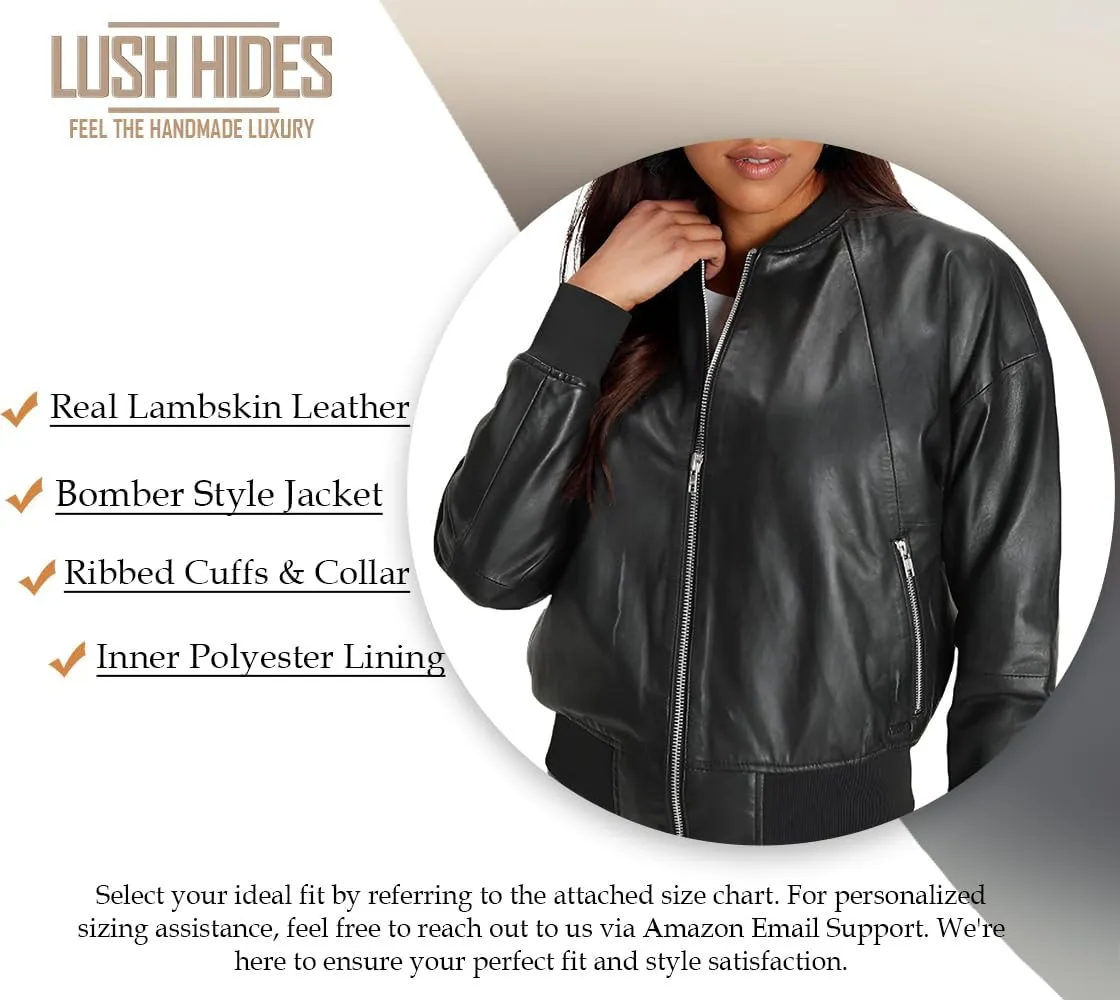 Bomber Leather Jacket Women Boyfriend Leather Jacket -Fall Fashion Real Lambskin Leather Jacket Womens