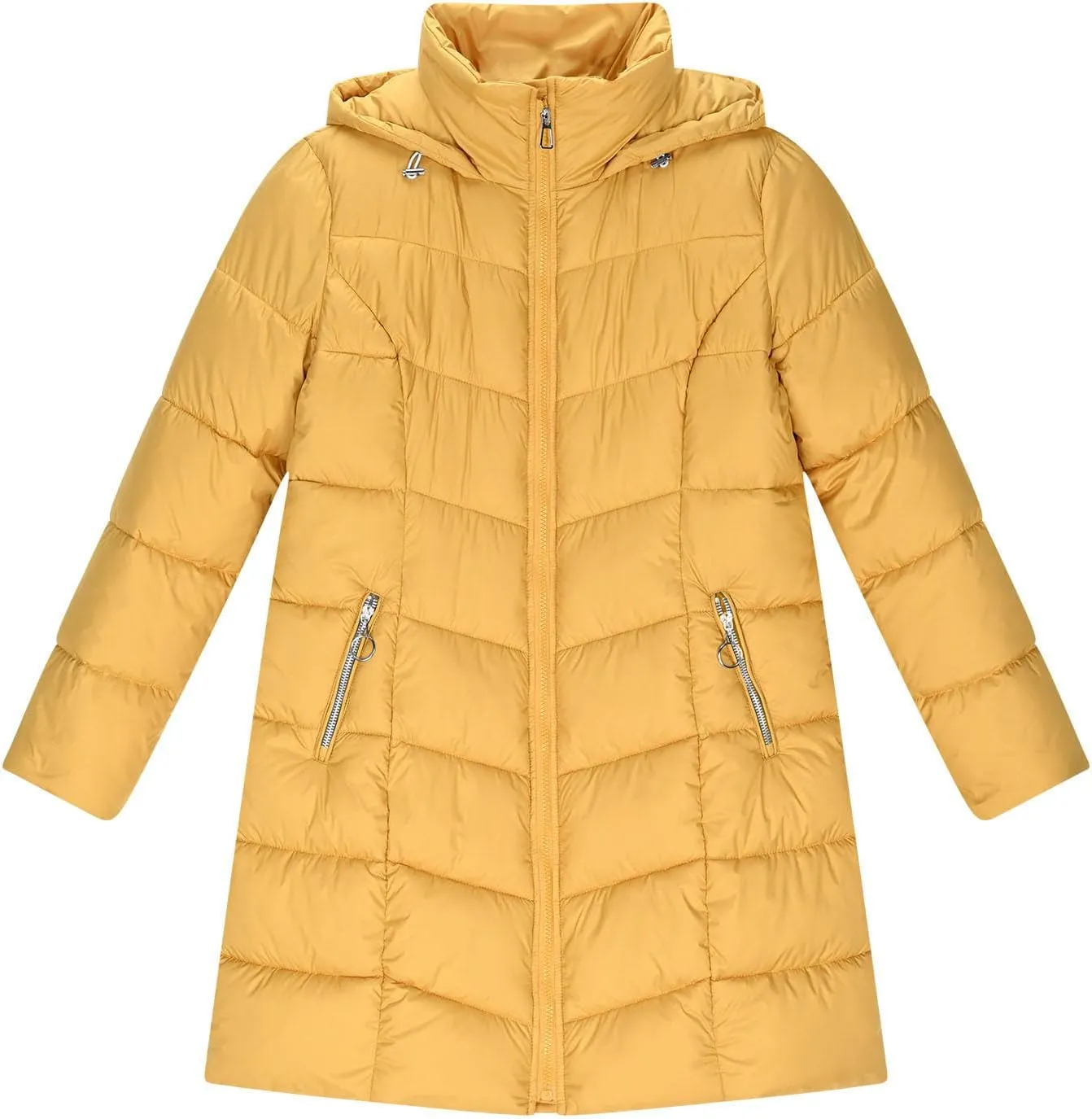 Borniu Women Winter Down Puffer Coat Warm Hooded Down Jacket Quilted Thicken Puffer Jacket Outerwear with Pockets