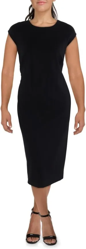 Calvin Klein Womens Plus Zipper Rayon Fit & Flare Dress Black 14W