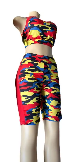 Camouflage Active Sports Bra & Shorts Wholesale