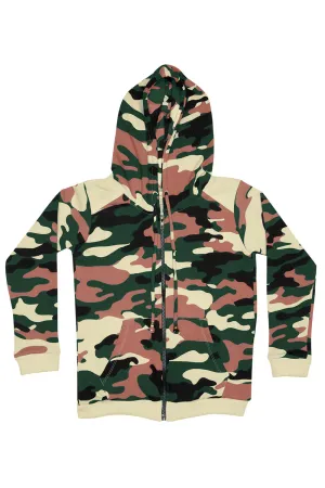 CAMOUFLAGE ZIP UP HOODIE
