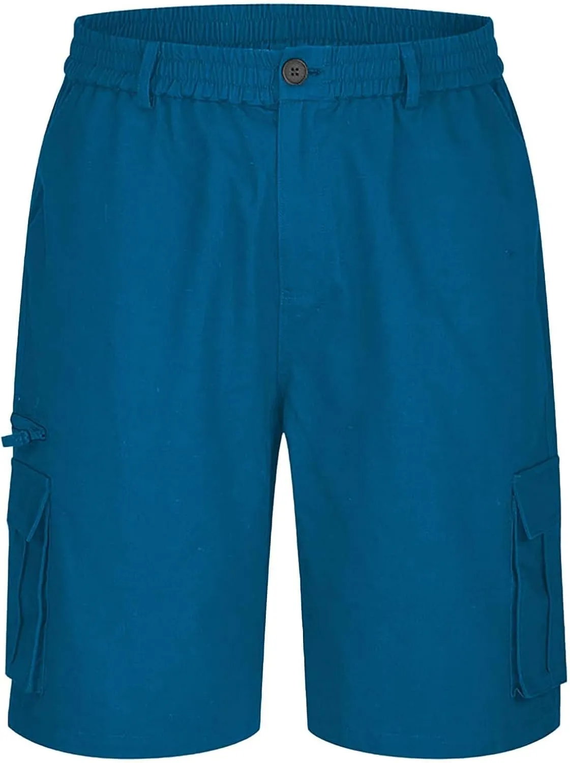 Cargo Shorts for Men Casual Fashion Solid Color Short with Multi-Pocket Button Zipper Elastic Waist Hiking Pants