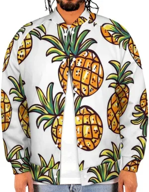 Cartoon Pineapple Abstract Ananas Lightweight Men's Baseball Jackets Relaxed Fit Varsity Bomber Jacket Windbreaker Coat