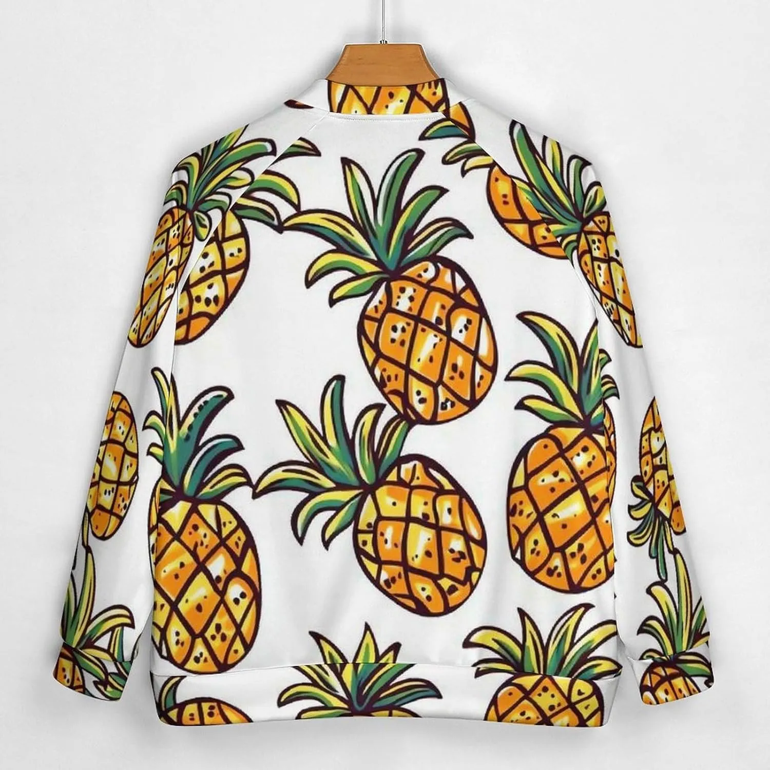 Cartoon Pineapple Abstract Ananas Lightweight Men's Baseball Jackets Relaxed Fit Varsity Bomber Jacket Windbreaker Coat