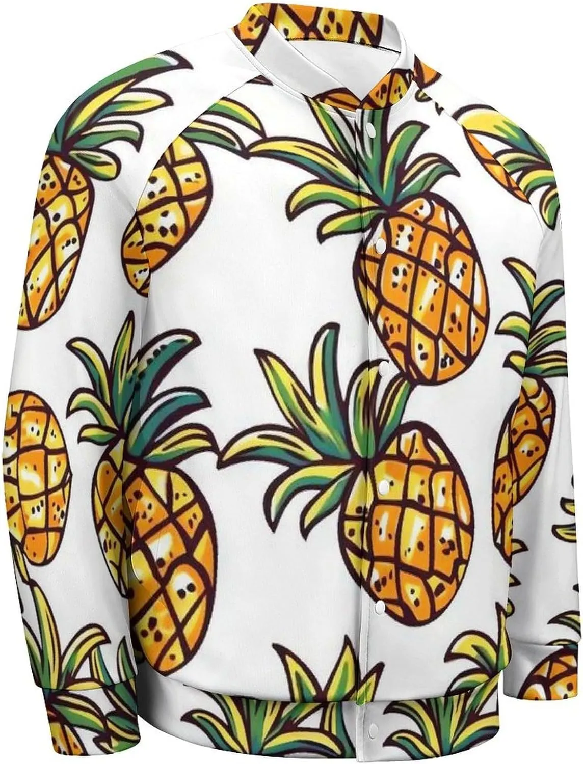 Cartoon Pineapple Abstract Ananas Lightweight Men's Baseball Jackets Relaxed Fit Varsity Bomber Jacket Windbreaker Coat