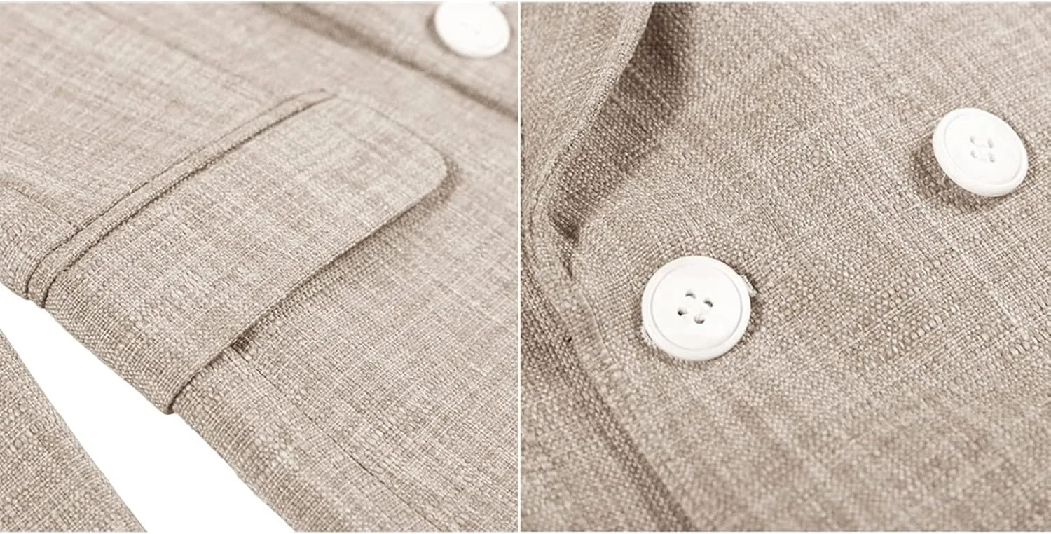 Casual White Linen Beach Wedding Suit Slim Fit Tuxedo Suit Blazer & Shorts Set
