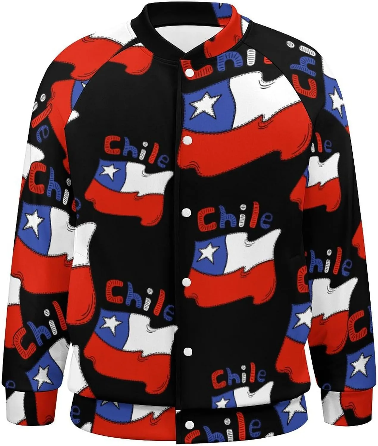 Chilean Flag Chile Lightweight Men's Baseball Jackets Relaxed Fit Varsity Bomber Jacket Windbreaker Coat