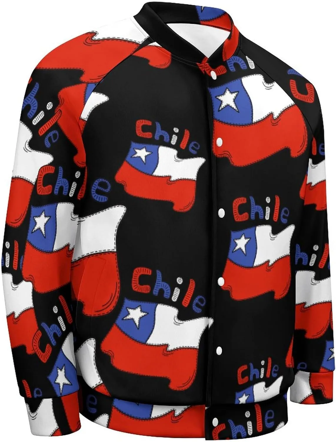 Chilean Flag Chile Lightweight Men's Baseball Jackets Relaxed Fit Varsity Bomber Jacket Windbreaker Coat