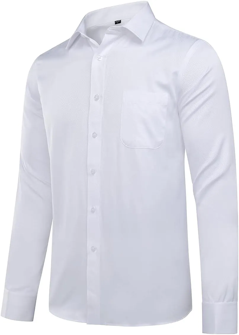 Cloudstyle Men's Dress Shirt Slim Fit Button Down Stripe Checked Shirt