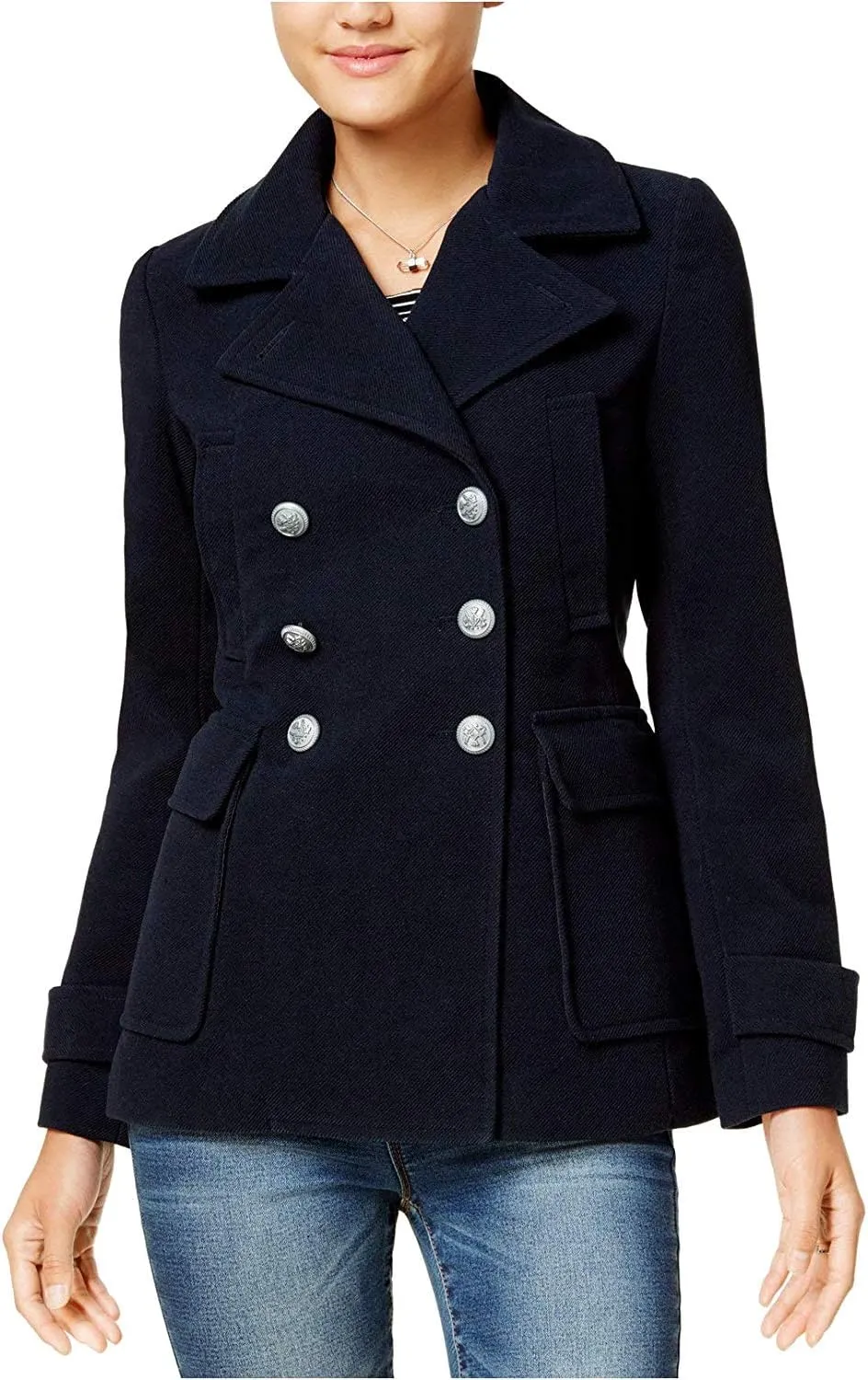 CoffeeShop Women's Jr Woven Peacoat Navy Small