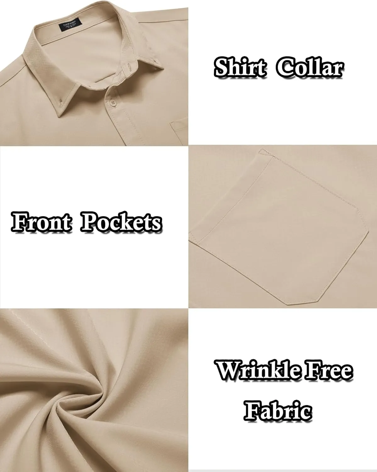 COOFANDY Mens Casual Dress Shirt Short Sleeve Wrinkle Free Dress Shirt Business Casual Shirts