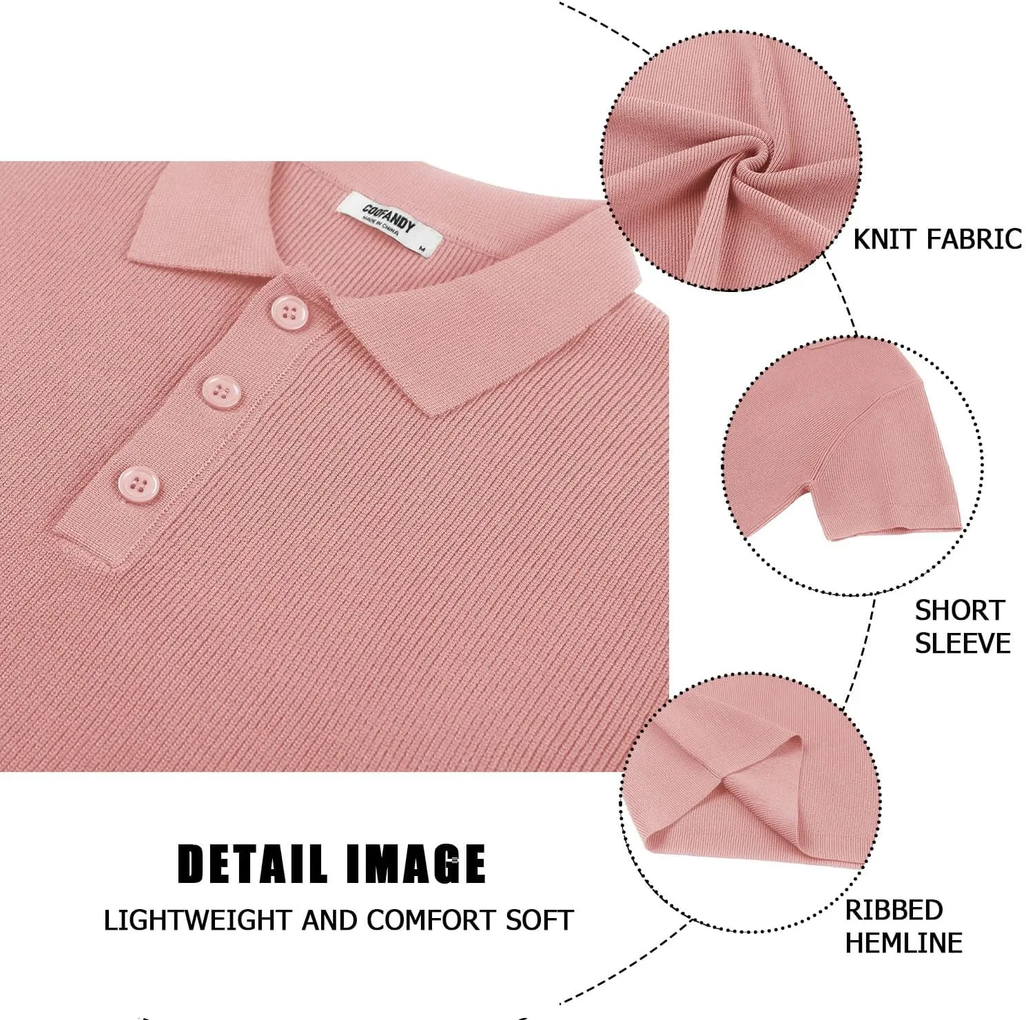 COOFANDY Mens Slim Fit Knit Polo Shirts Business Lightweight Polo Sweater Casual Summer Ribbed Textured Collared T Shirt