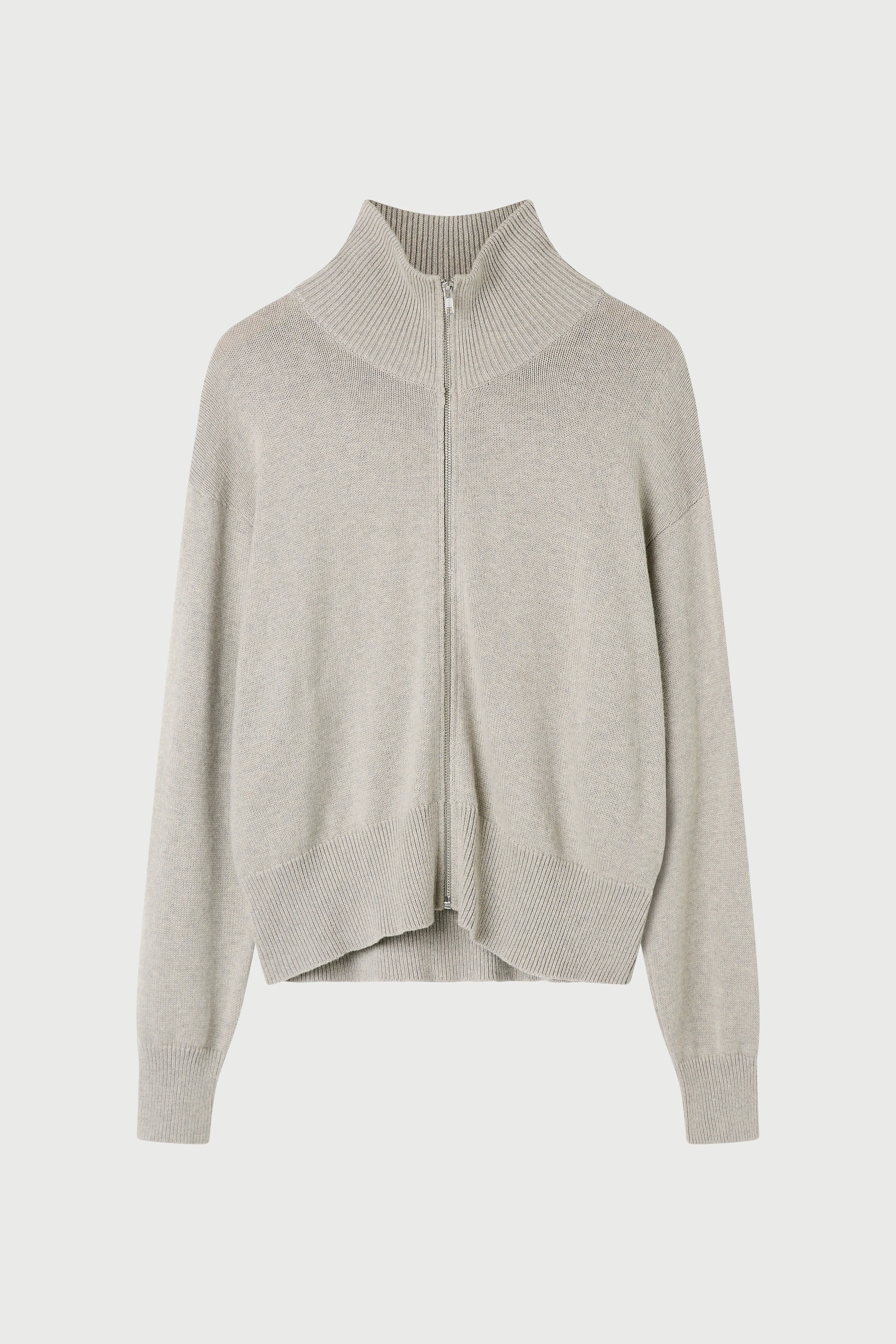 Cotton Cashmere Zip-up Sweater