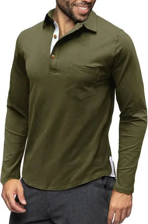 Cotton Polo Shirts for Men Basic Button Down Lapel Neck Golf Polo Shirts Casual Slim Fit Athletic Pullover