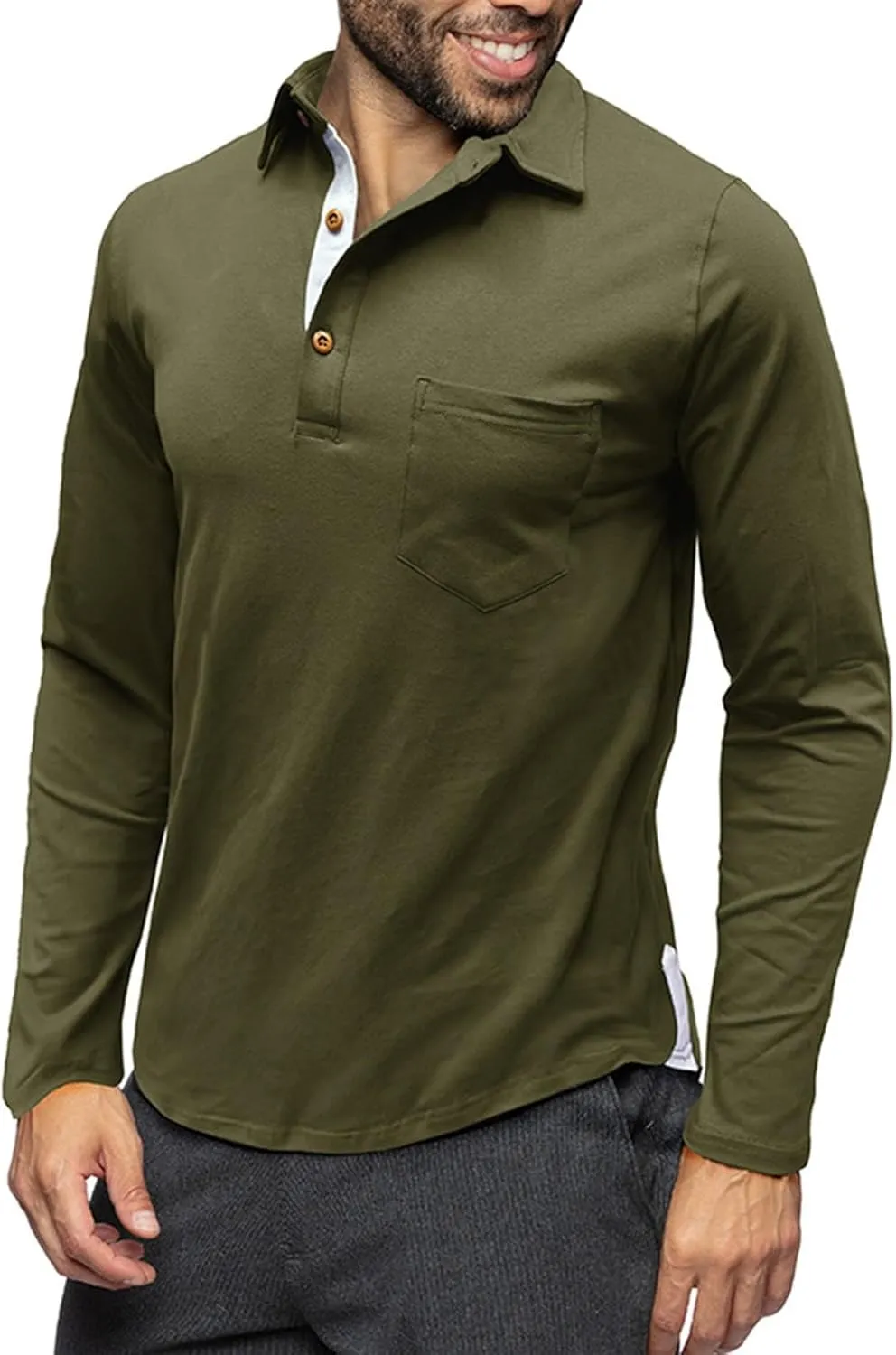 Cotton Polo Shirts for Men Basic Button Down Lapel Neck Golf Polo Shirts Casual Slim Fit Athletic Pullover