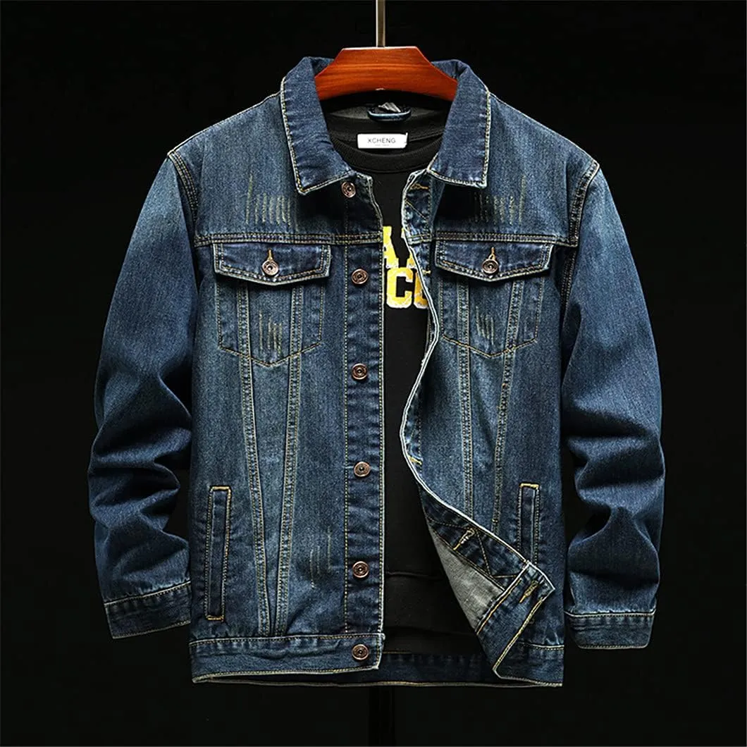 Crane Embroidered Denim Jacket Men's Autumn Retro Slim Jacket Denim Clothes