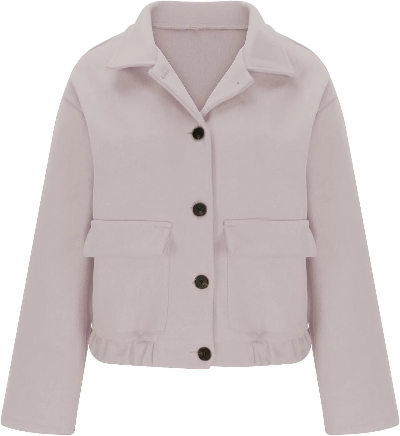 Cropped Trench Coat Women Casual Single Breasted Jacket Short Pea Coat Long Sleeve Wool Blend Jacket Fashion Outfits