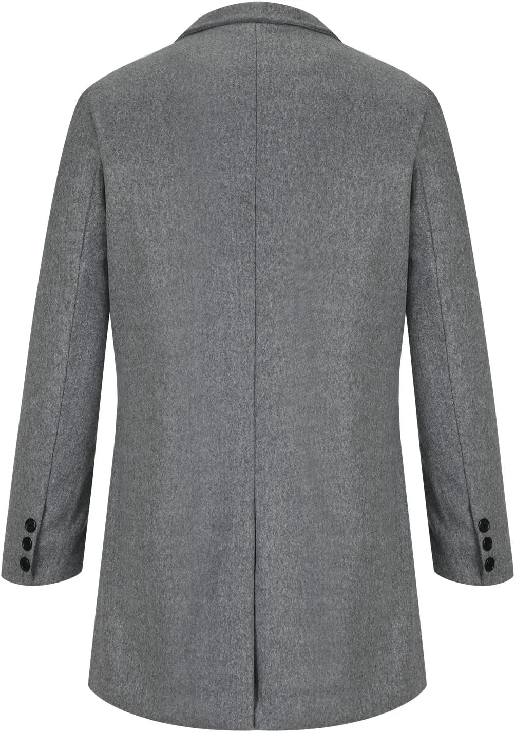 Ctreela Classic Single Breasted Peacoat for Men Solid Color Woolen Notched Collar Overcoats Warm Winter Trench Coat Outwear