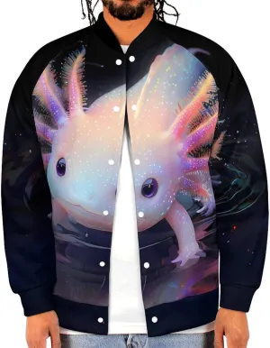 Cute Axolotl and Shadow Lightweight Men's Baseball Jackets Relaxed Fit Varsity Bomber Jacket Windbreaker Coat