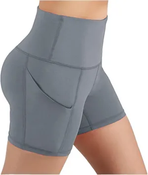 DASAYO Women High Waist Yoga Workout Shorts Gym Professional Athletic Shorts Pockets Bodycon Stretch Sports Running Shorts
