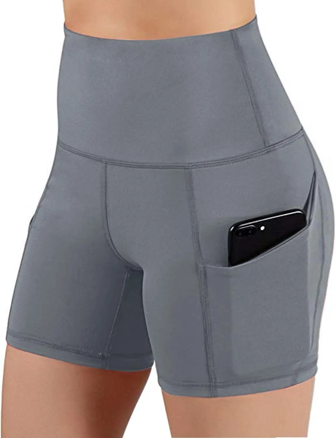 DASAYO Women High Waist Yoga Workout Shorts Gym Professional Athletic Shorts Pockets Bodycon Stretch Sports Running Shorts