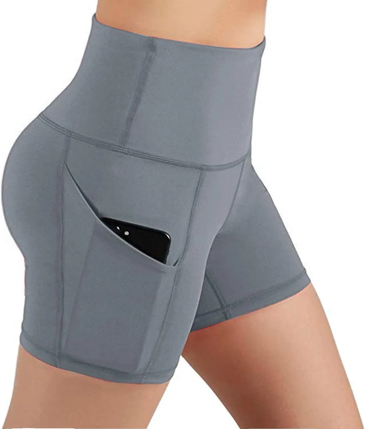 DASAYO Women High Waist Yoga Workout Shorts Gym Professional Athletic Shorts Pockets Bodycon Stretch Sports Running Shorts