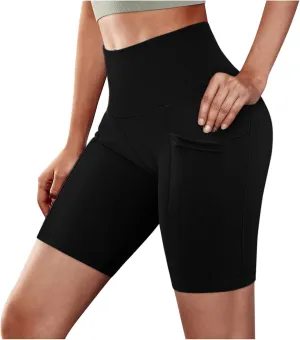 DASAYO Women High Waist Yoga Workout Shorts Gym Professional Athletic Shorts Pockets Bodycon Stretch Sports Running Shorts