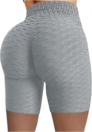 DASAYO Women High Waisted Butt Lifting Honeycomb Workout Shorts Tight Biker Athletic Shorts Tummy Control Gym Shorts Leggings