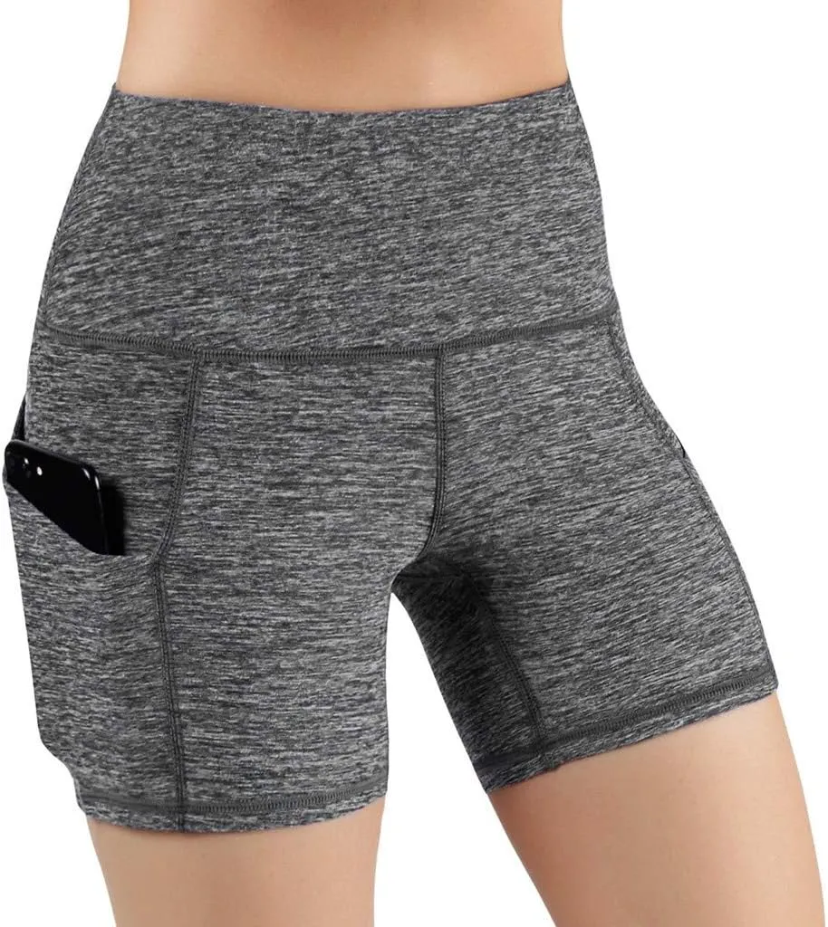 DASAYO Womens High Waist Stretch Skinny Yoga Shorts Professional Workout Shorts Side Pockets Soft Tummy Control Biker Shorts