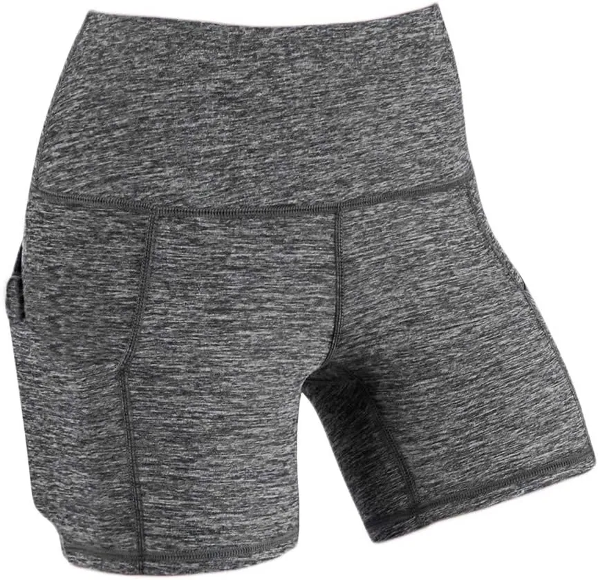 DASAYO Womens High Waist Stretch Skinny Yoga Shorts Professional Workout Shorts Side Pockets Soft Tummy Control Biker Shorts