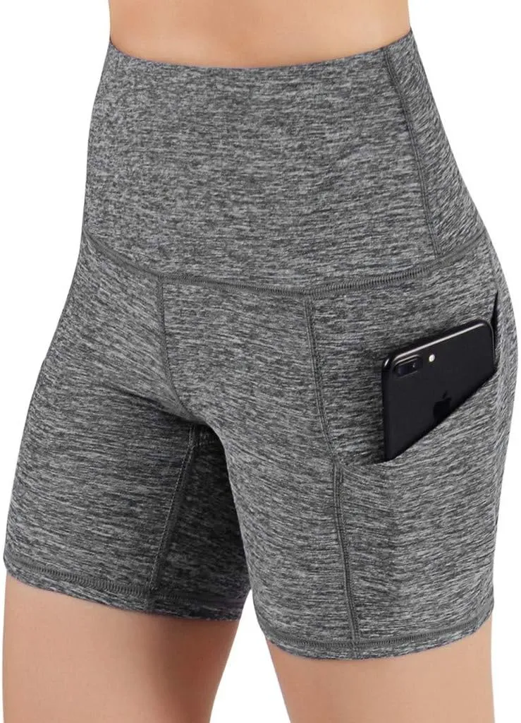 DASAYO Womens High Waist Stretch Skinny Yoga Shorts Professional Workout Shorts Side Pockets Soft Tummy Control Biker Shorts