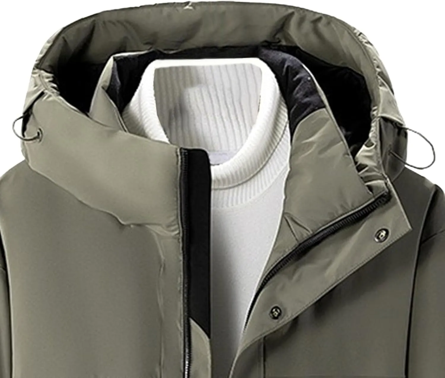 DGHM-JLMY Men's Daily Thickened Warm Down Jacket Versatile Business Casual Down Jacket Winter Loose Hooded Down Jacket