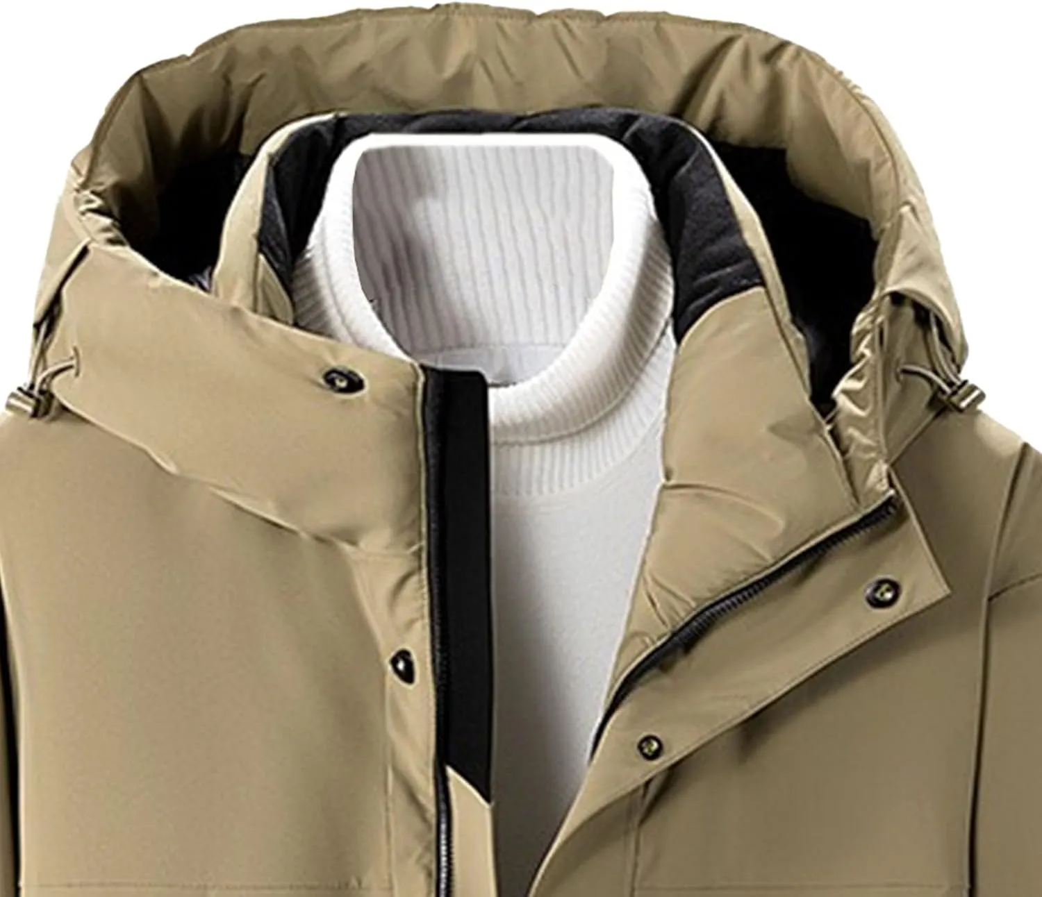 DGHM-JLMY Men's Daily Thickened Warm Down Jacket Versatile Business Casual Down Jacket Winter Loose Hooded Down Jacket
