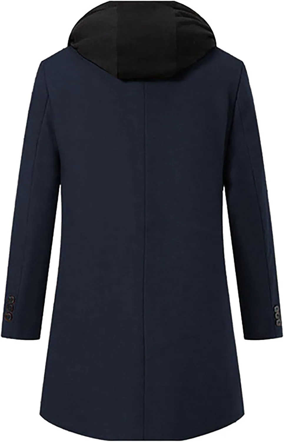 Dgoopd Hooded Trench Coat Men Wool Blend Coat Zip up Pea Coat Open Front Cardigan Casual Winter Coat Long Hoodie with Pockets