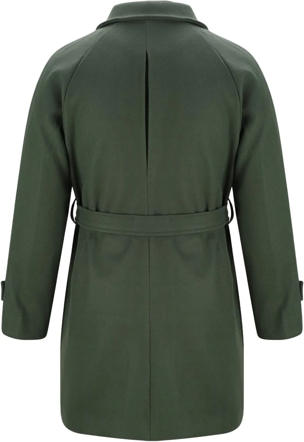 Dgoopd Mens Pea Coat with Belt Single Breasted Trench Coat Wool Blend Long Coat Stand Collar Overcoat Casual Dress Coat