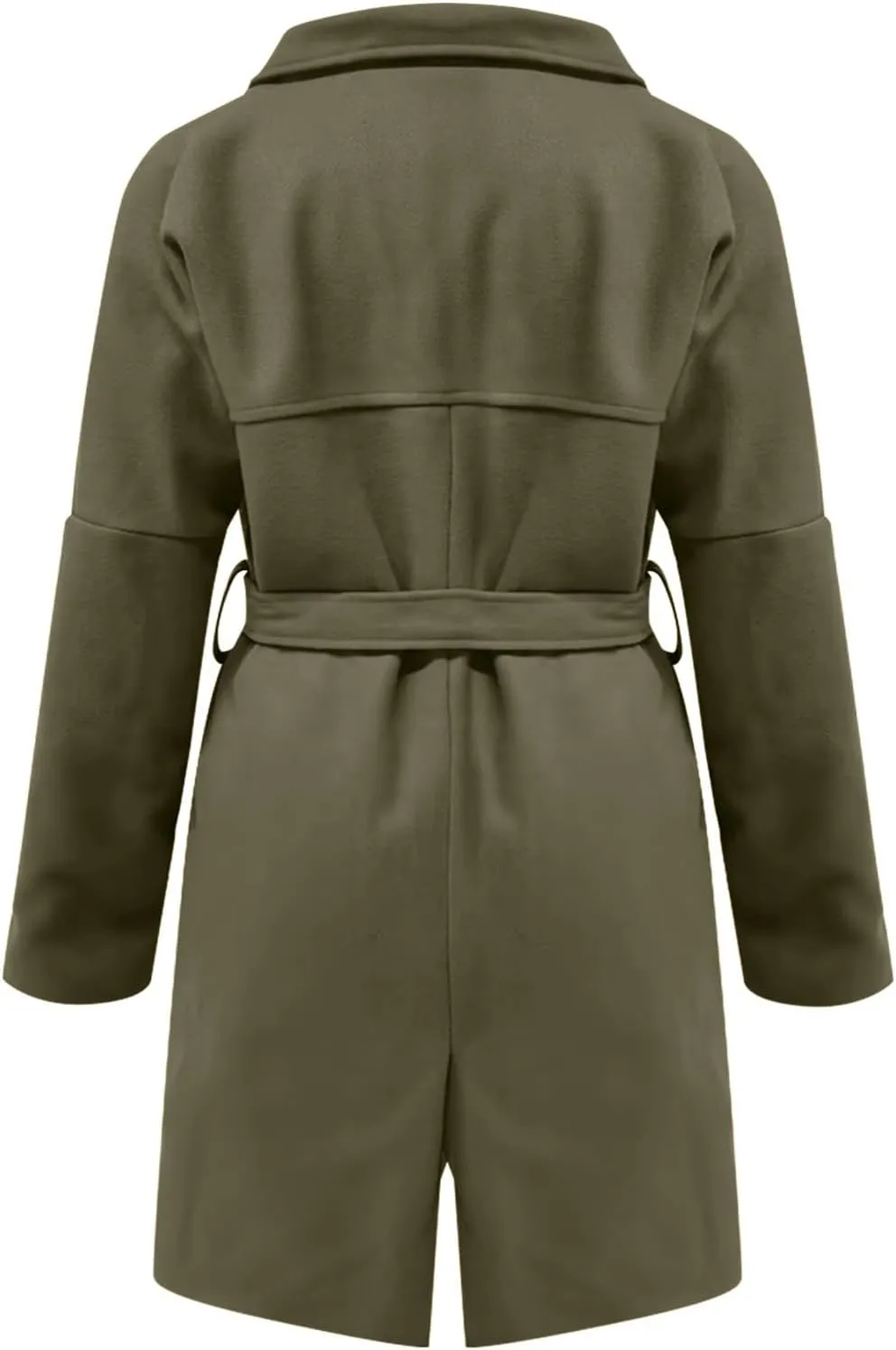 Dgoopd Men's Peacoat Long Belted Wool Blend Coat Big and Tall Trench Coat Notch Lapel Overcoat Casual Winter Coats