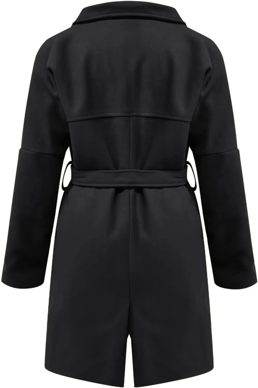 Dgoopd Men's Peacoat Long Belted Wool Blend Coat Big and Tall Trench Coat Notch Lapel Overcoat Casual Winter Coats