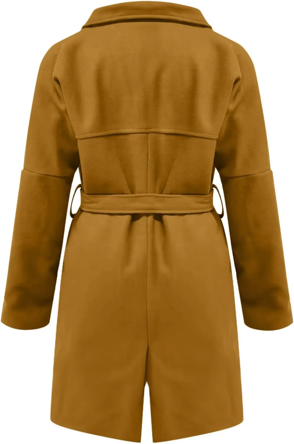Dgoopd Men's Peacoat Long Belted Wool Blend Coat Big and Tall Trench Coat Notch Lapel Overcoat Casual Winter Coats