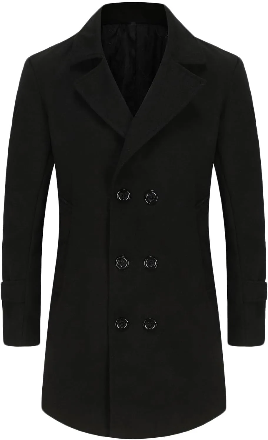 Dgoopd Mens Trench Coat Double Breasted Wool Blend Coat Notch Lapel Jacket Casual Pea Coats Winter Business Overcoat