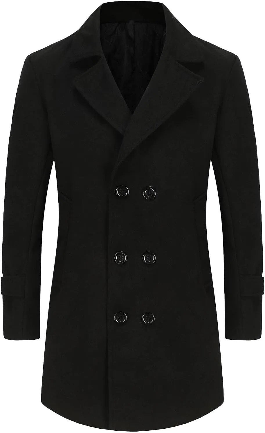 Dgoopd Mens Trench Coat Double Breasted Wool Blend Coat Notch Lapel Jacket Casual Pea Coats Winter Business Overcoat