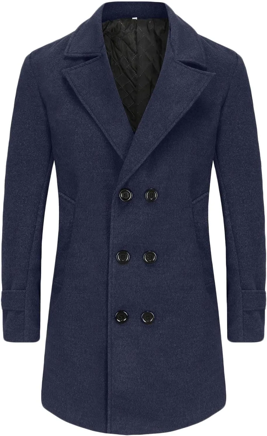 Dgoopd Mens Trench Coat Double Breasted Wool Blend Coat Notch Lapel Jacket Casual Pea Coats Winter Business Overcoat
