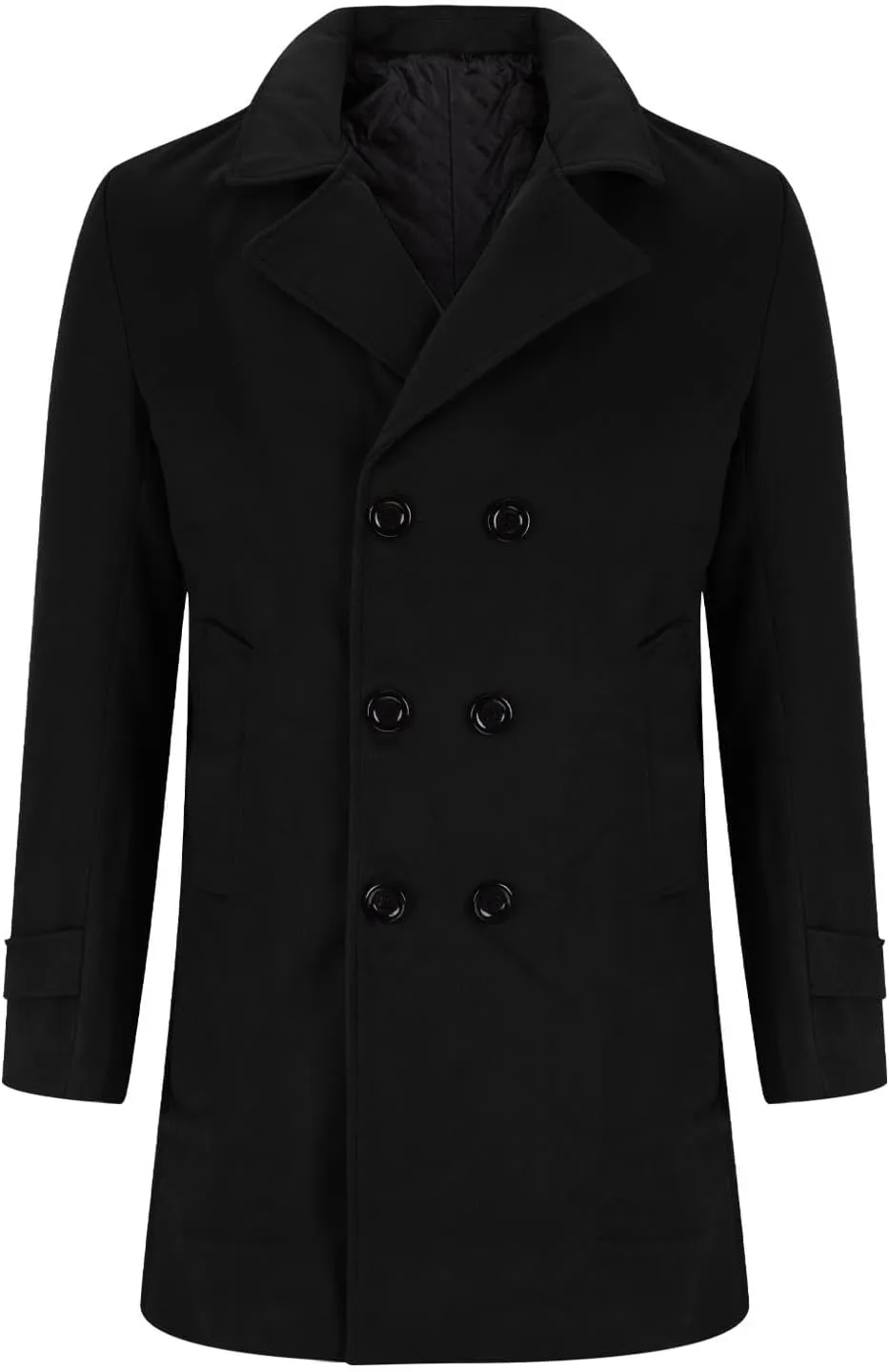 Dgoopd Mens Trench Coat Double Breasted Wool Blend Coat Notch Lapel Jacket Casual Pea Coats Winter Business Overcoat