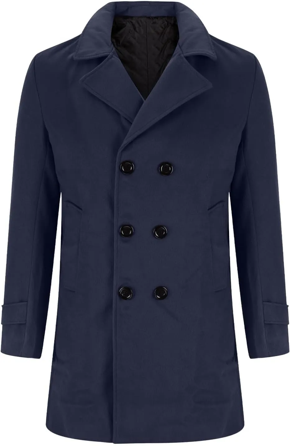 Dgoopd Mens Trench Coat Double Breasted Wool Blend Coat Notch Lapel Jacket Casual Pea Coats Winter Business Overcoat