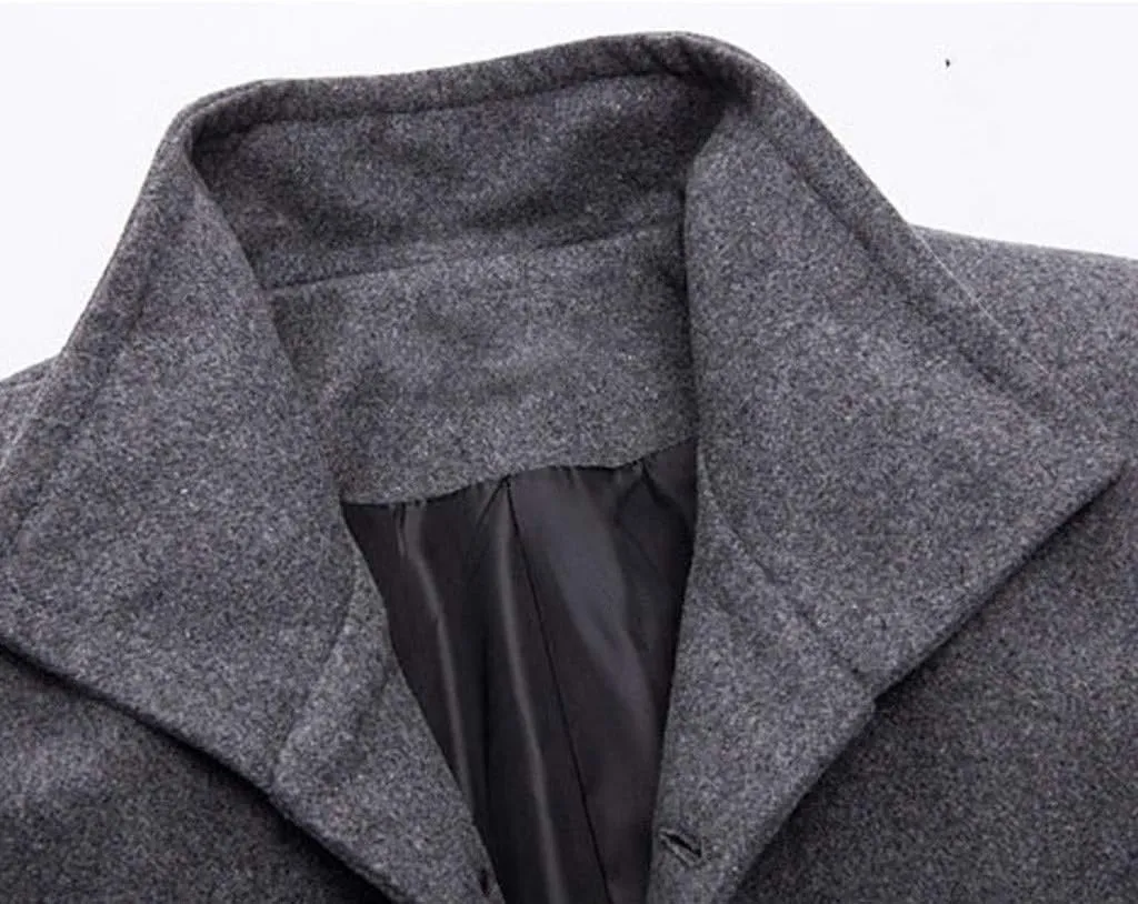 Dgoopd Mens Trench Coat Wool Blend Long Coat Vintage Pea Coat Stand Collar Jacket Button Down Jacket Casual Winter Coat