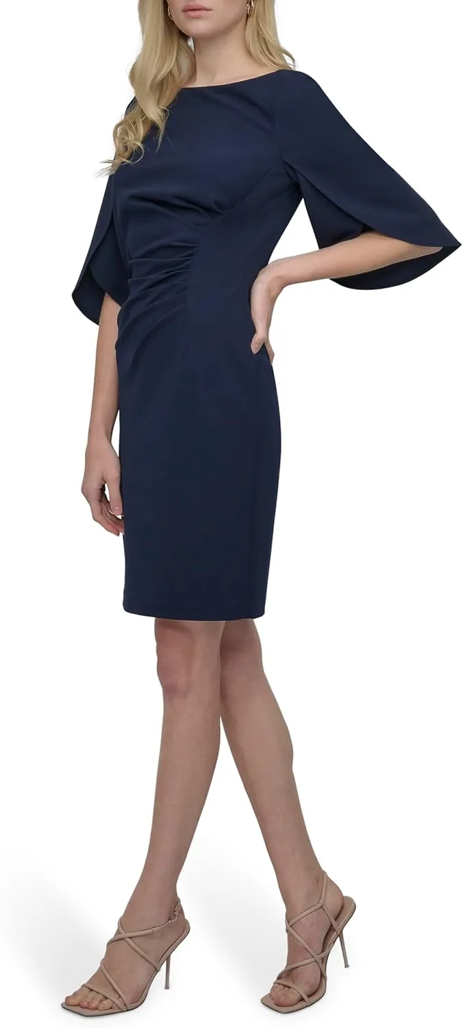 DKNY Women's Tulip Sleeve Mini Sheath Dress