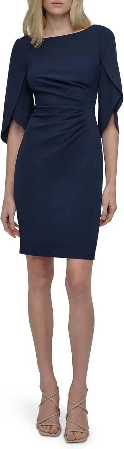 DKNY Women's Tulip Sleeve Mini Sheath Dress