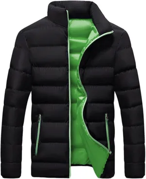 Down Jacket Men No Hood Lightweight Packable Puffer Jacket Stand Collar Zip Up Windbreaker Bubble Outwear Coat
