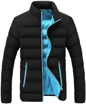 Down Jacket Men No Hood Lightweight Packable Puffer Jacket Stand Collar Zip Up Windbreaker Bubble Outwear Coat