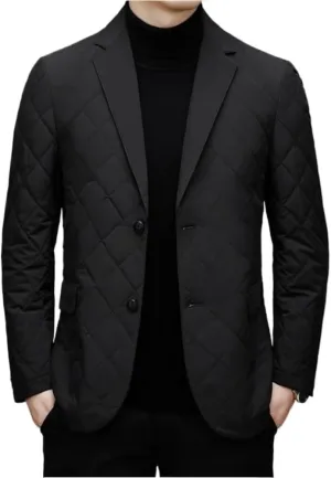 Down Jacket Men's Business Casual Suit White Duck Down Coats Diamond Mens Winter Jacket Suit Down Jacket