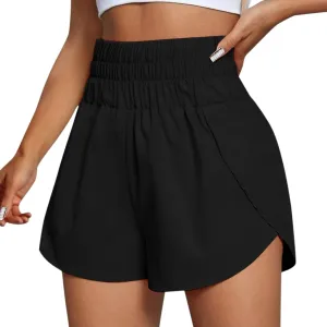 Elastic High Waisted Athletic Shorts for Women Girls Summer Running Sporty Quick Drying Plus Size Shorts Gym Workout Shorts